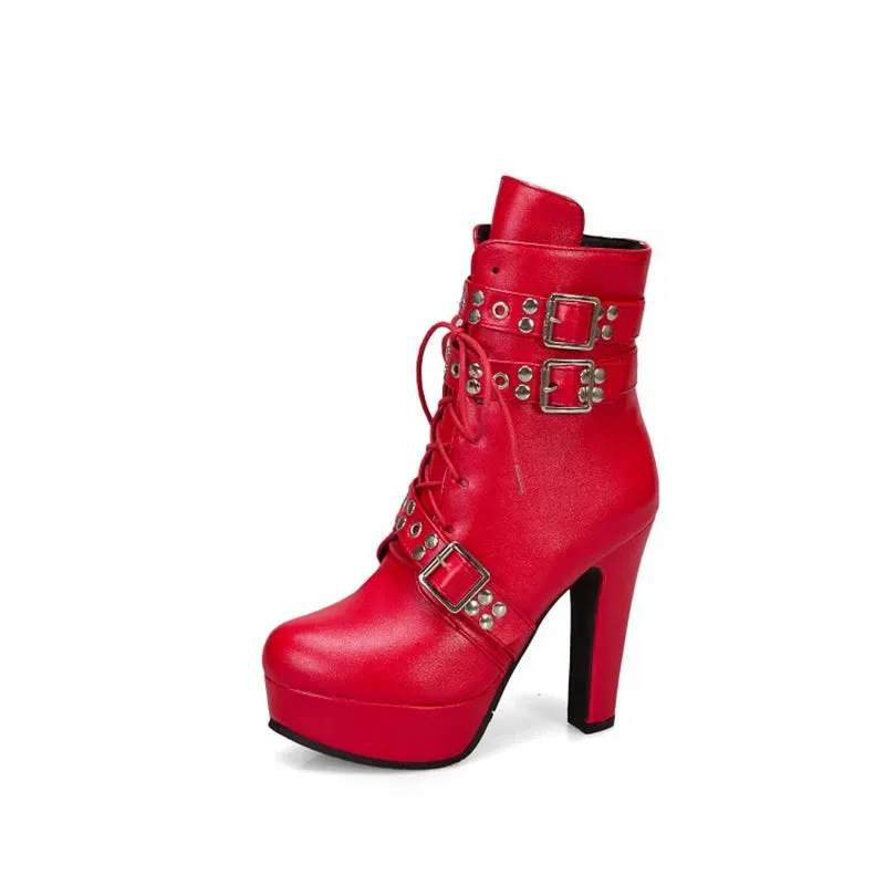 Chic Platform Boots with Buckle | Lace-Up Ankle Style