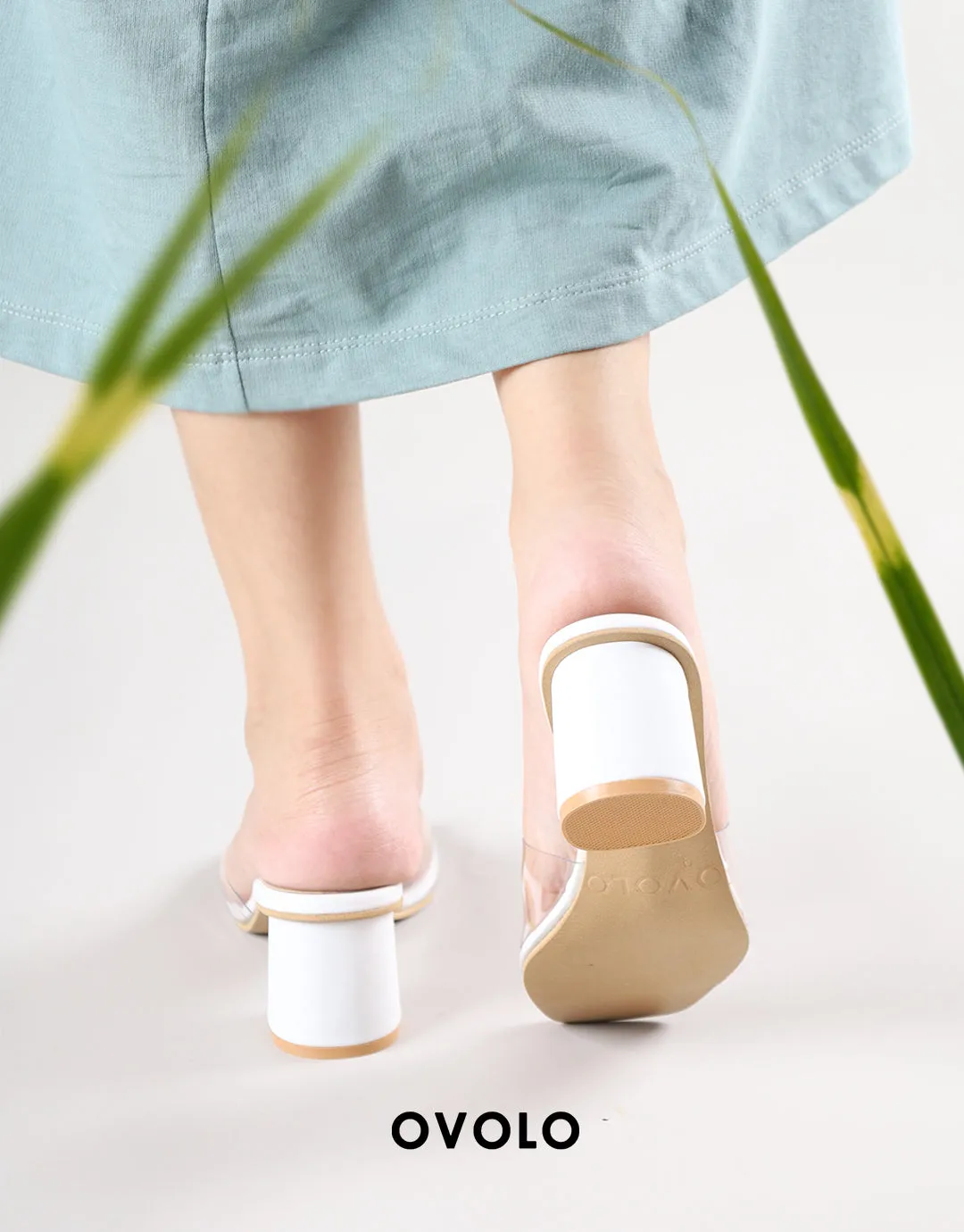 Clear Heels - White