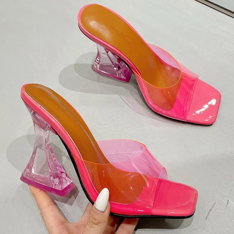 Clear Square-Toe Heels