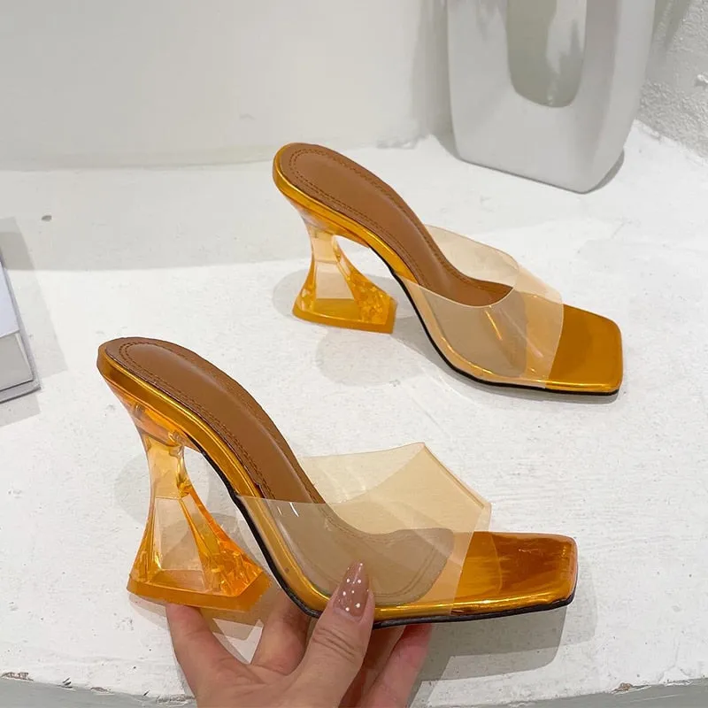 Clear Square-Toe Heels