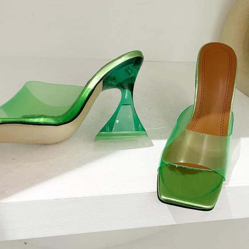 Clear Square-Toe Heels