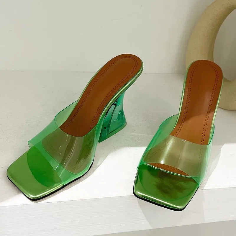 Clear Square-Toe Heels