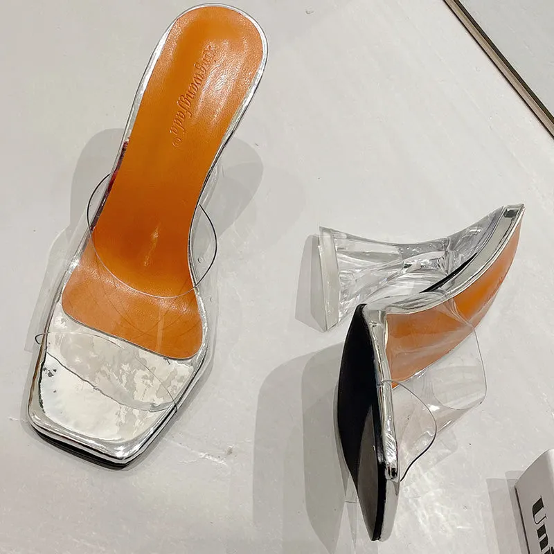 Clear Square-Toe Heels
