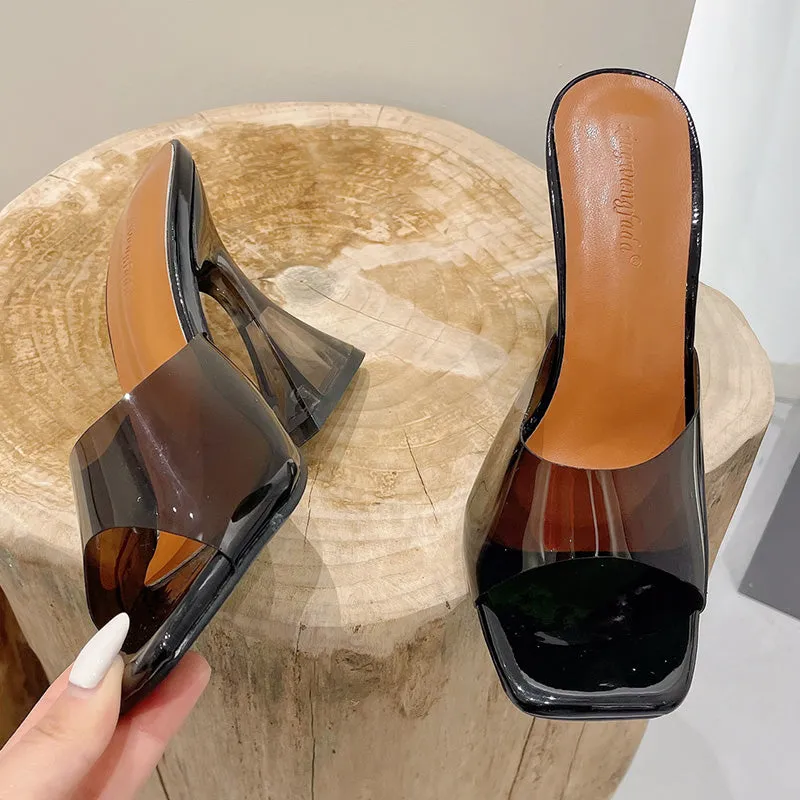 Clear Square-Toe Heels