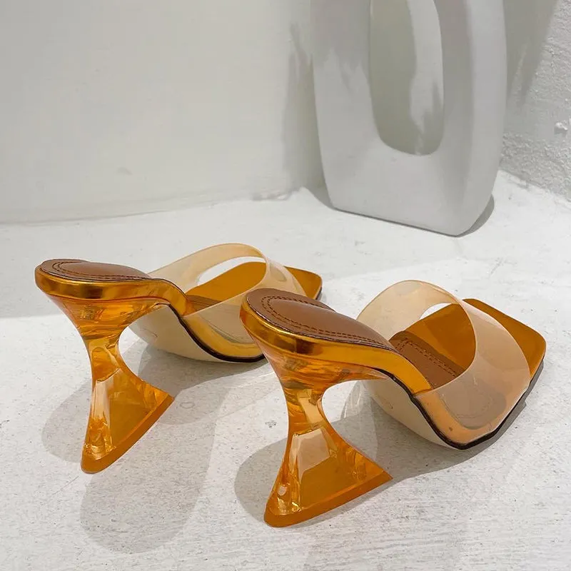 Clear Square-Toe Heels
