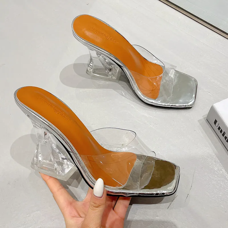 Clear Square-Toe Heels