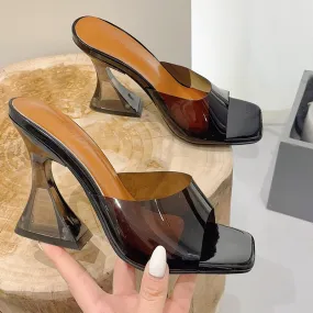 Clear Square-Toe Heels