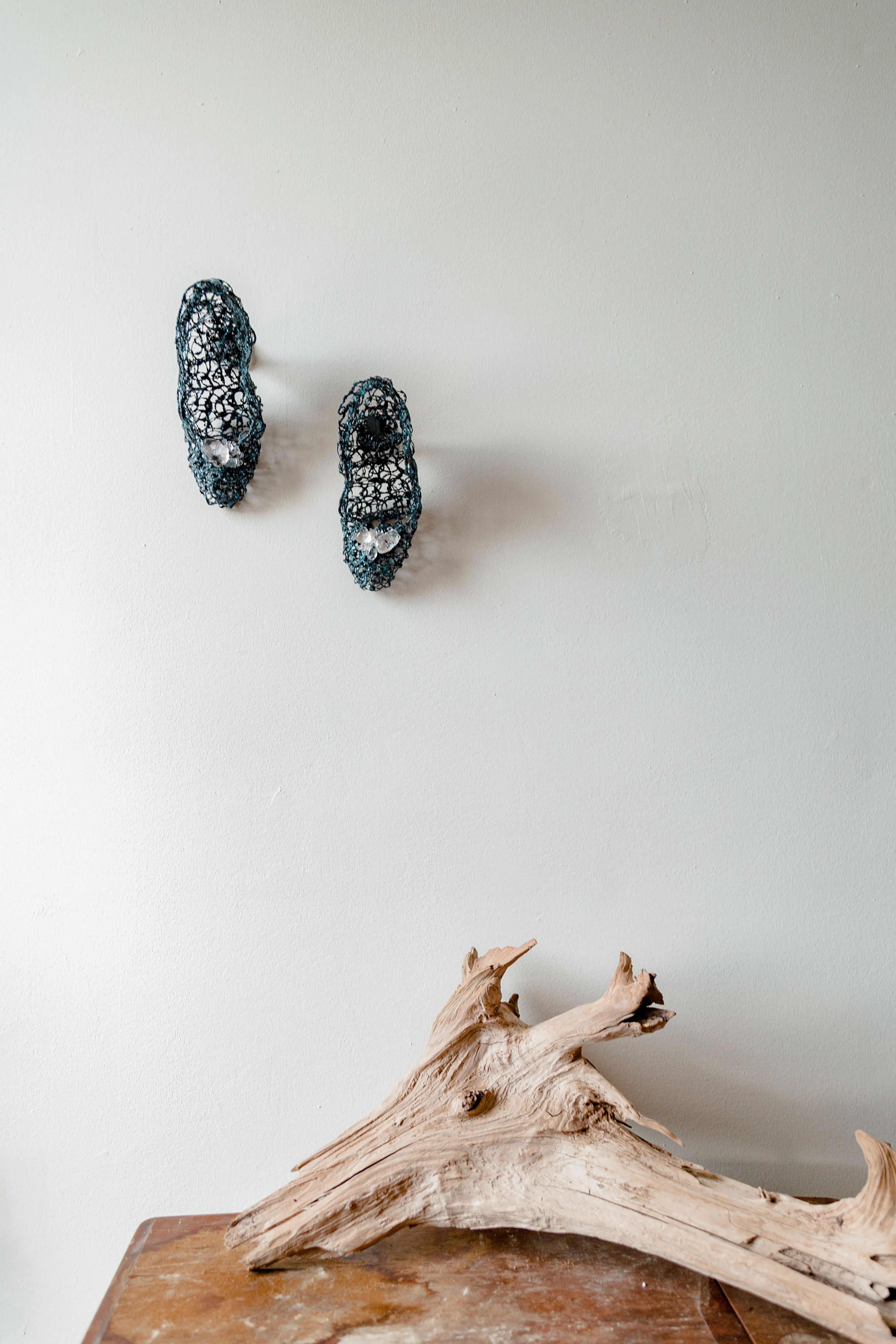 Dark Blue Wire Heels Sculpture ~ Caeruleus Glacies Shoes (Blue Ice Shoes)