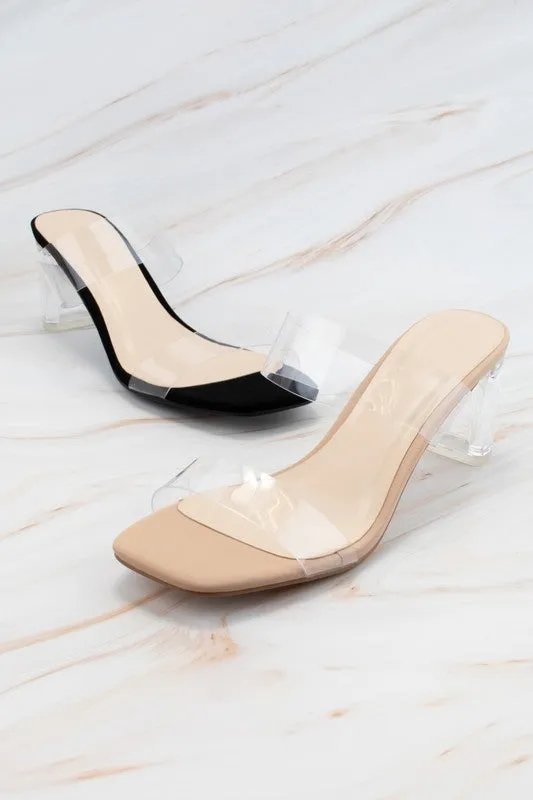 Della Clear Heels In Black