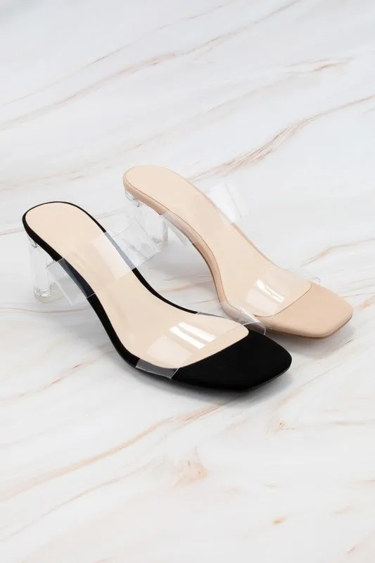 Della Clear Heels In Nude