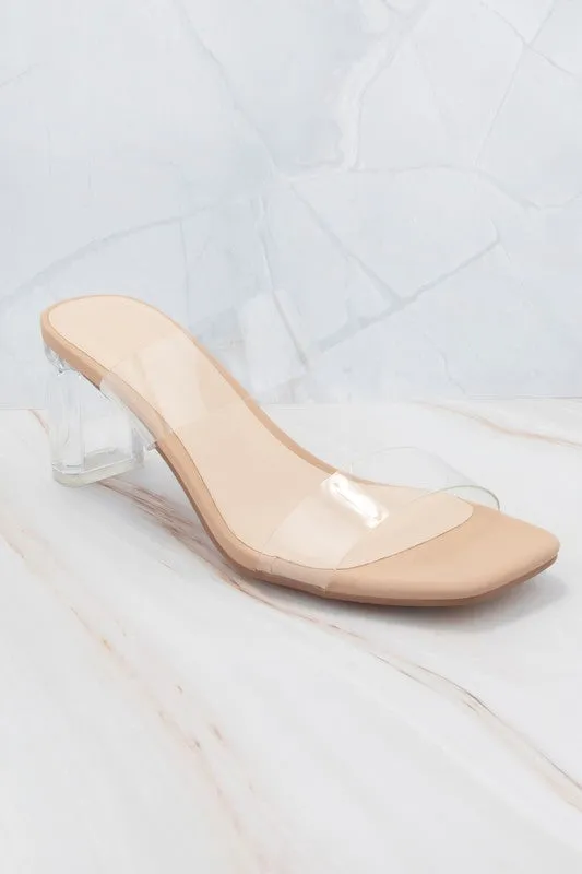 Della Clear Heels In Nude