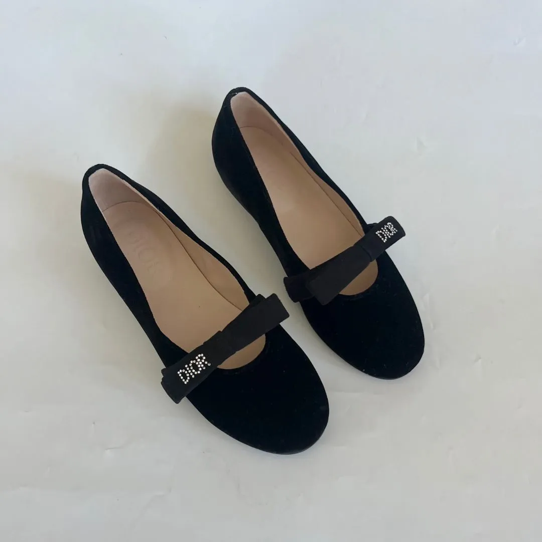 Dior Black Velvet Children's Ballerina, 32