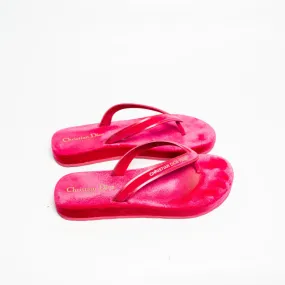 Dior Pink Velvet and Leather Diorsea Thong Flat Slides Size 38