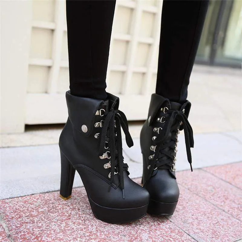 Dominate em Lace-up Heel Boots