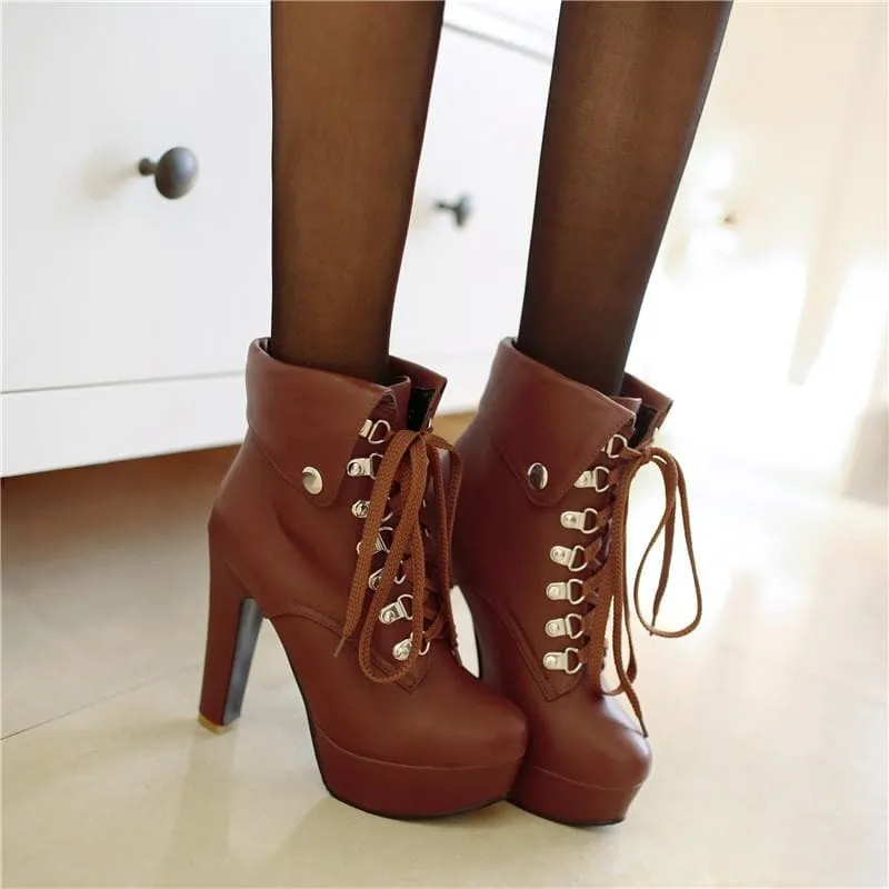 Dominate em Lace-up Heel Boots