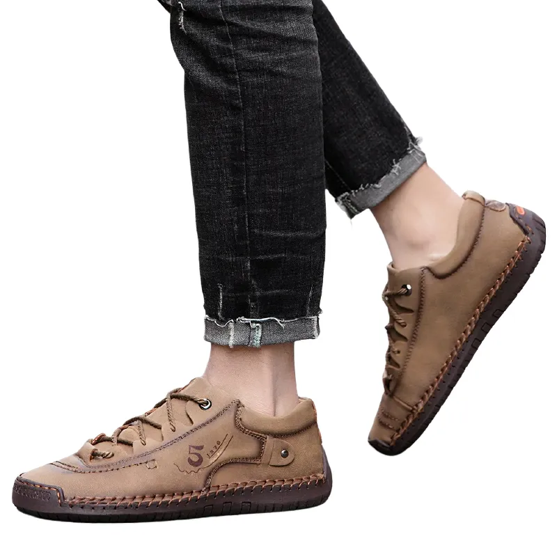 Fashion Loafers For Men With Genuine Leather / Men's Casual Breathable Shoes