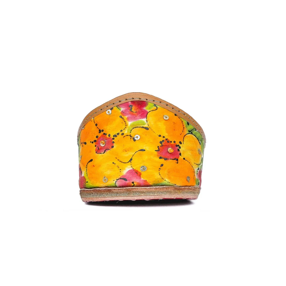 Floral Painted Hibiscus Women Jutti | Hand-Crafted |Dusty Orange