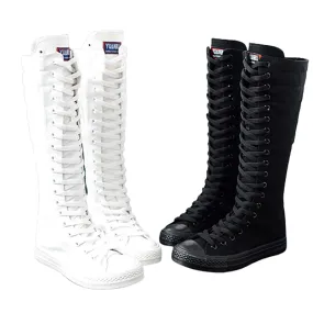 Funki Buys | Boots | Women's Knee High Lace Up Canvas Boots