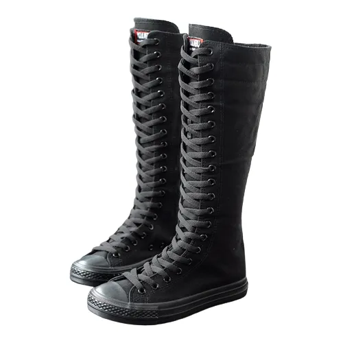 Funki Buys | Boots | Women's Knee High Lace Up Canvas Boots