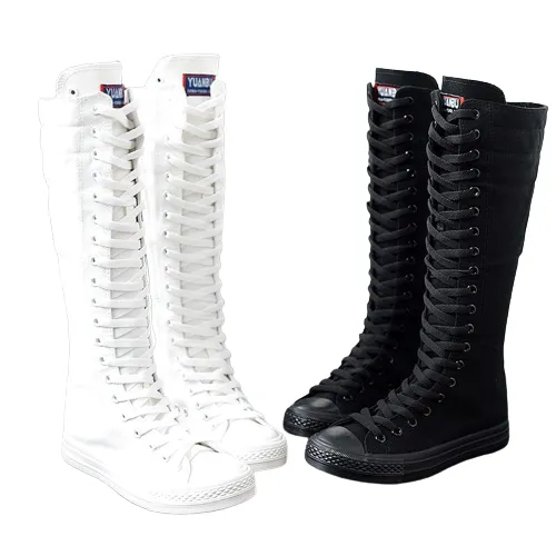 Funki Buys | Boots | Women's Knee High Lace Up Canvas Boots