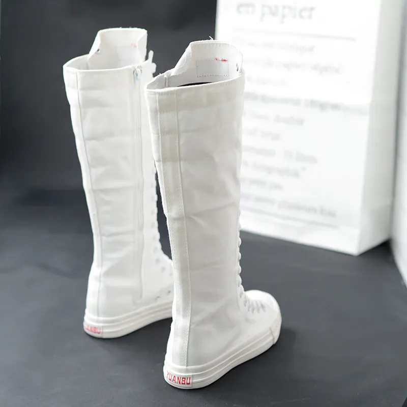 Funki Buys | Boots | Women's Knee High Lace Up Canvas Boots
