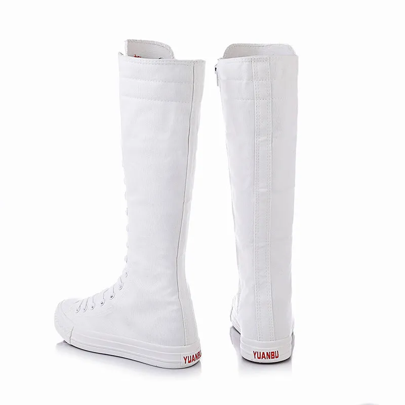 Funki Buys | Boots | Women's Knee High Lace Up Canvas Boots
