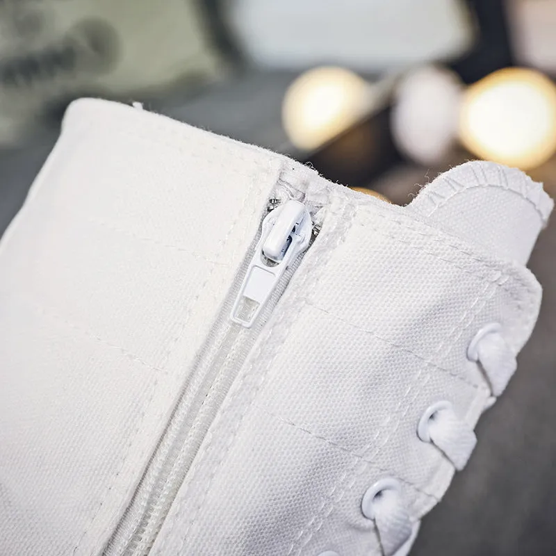 Funki Buys | Boots | Women's Knee High Lace Up Canvas Boots
