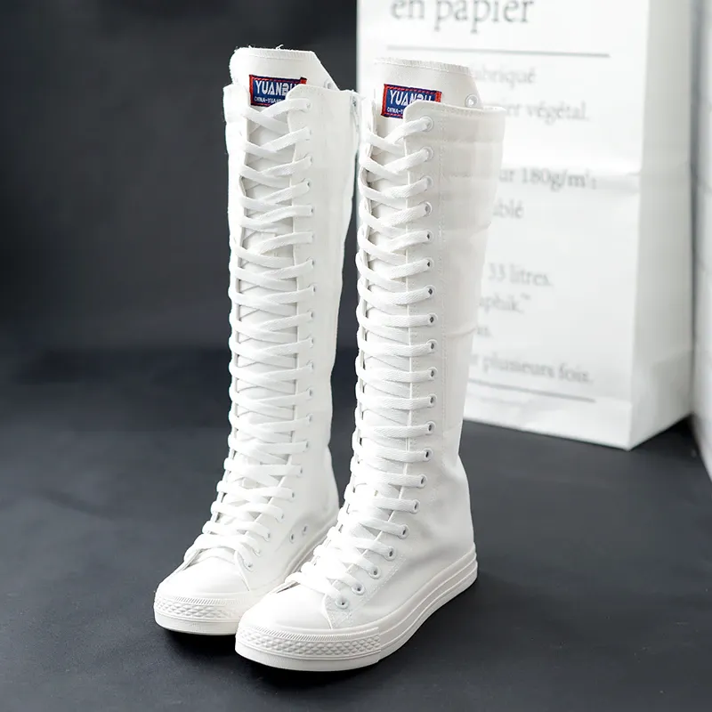 Funki Buys | Boots | Women's Knee High Lace Up Canvas Boots