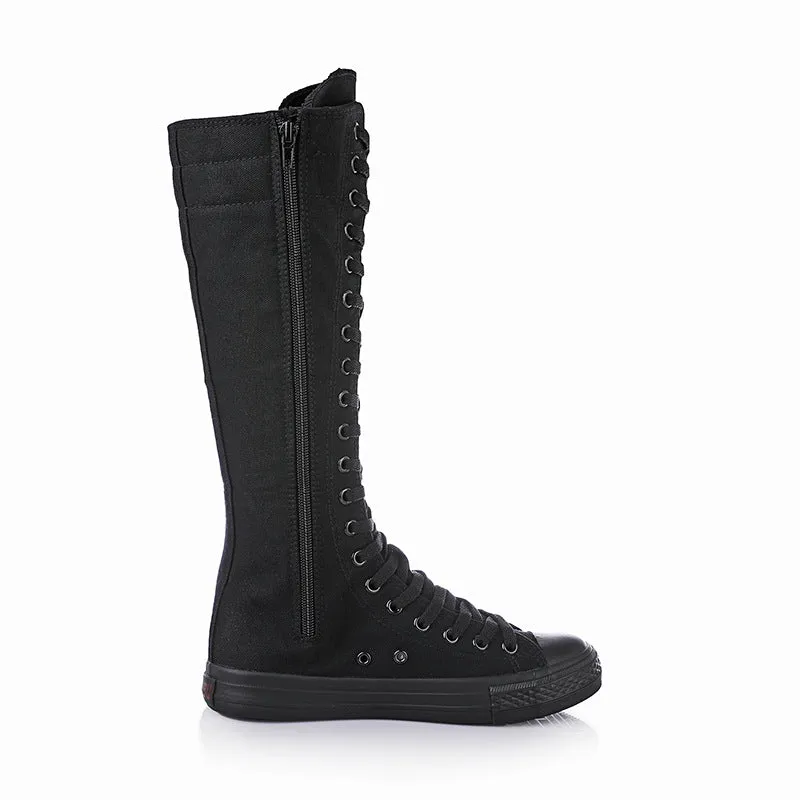 Funki Buys | Boots | Women's Knee High Lace Up Canvas Boots