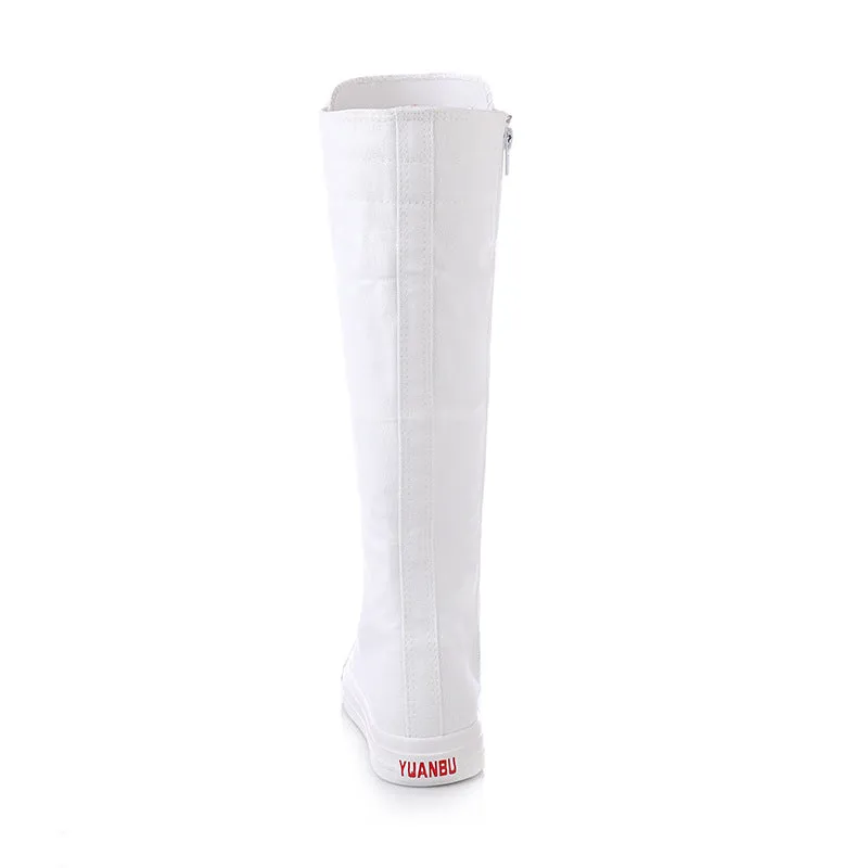 Funki Buys | Boots | Women's Knee High Lace Up Canvas Boots