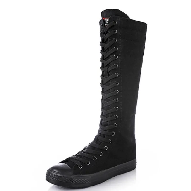 Funki Buys | Boots | Women's Knee High Lace Up Canvas Boots