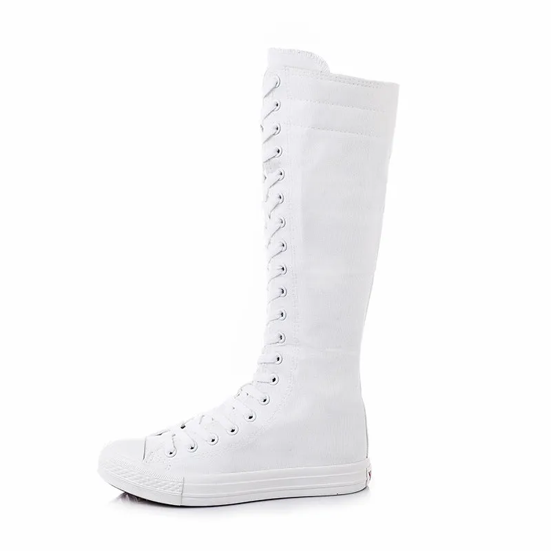 Funki Buys | Boots | Women's Knee High Lace Up Canvas Boots
