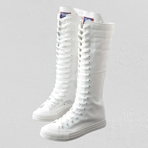 Funki Buys | Boots | Women's Knee High Lace Up Canvas Boots