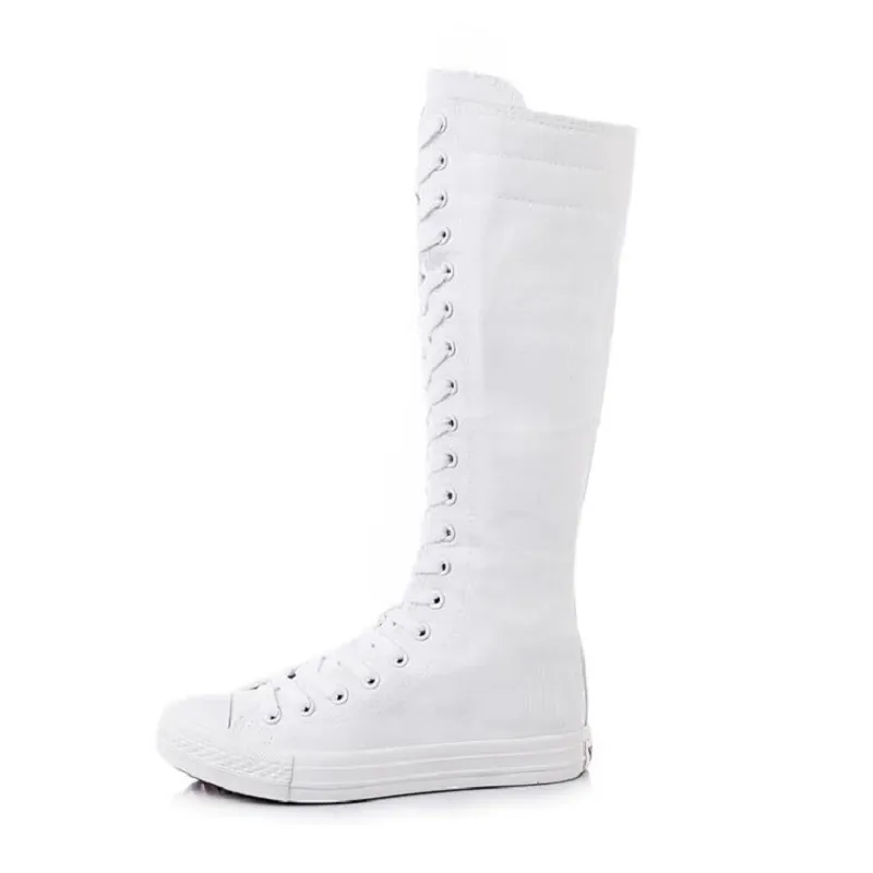 Funki Buys | Boots | Women's Knee High Lace Up Canvas Boots