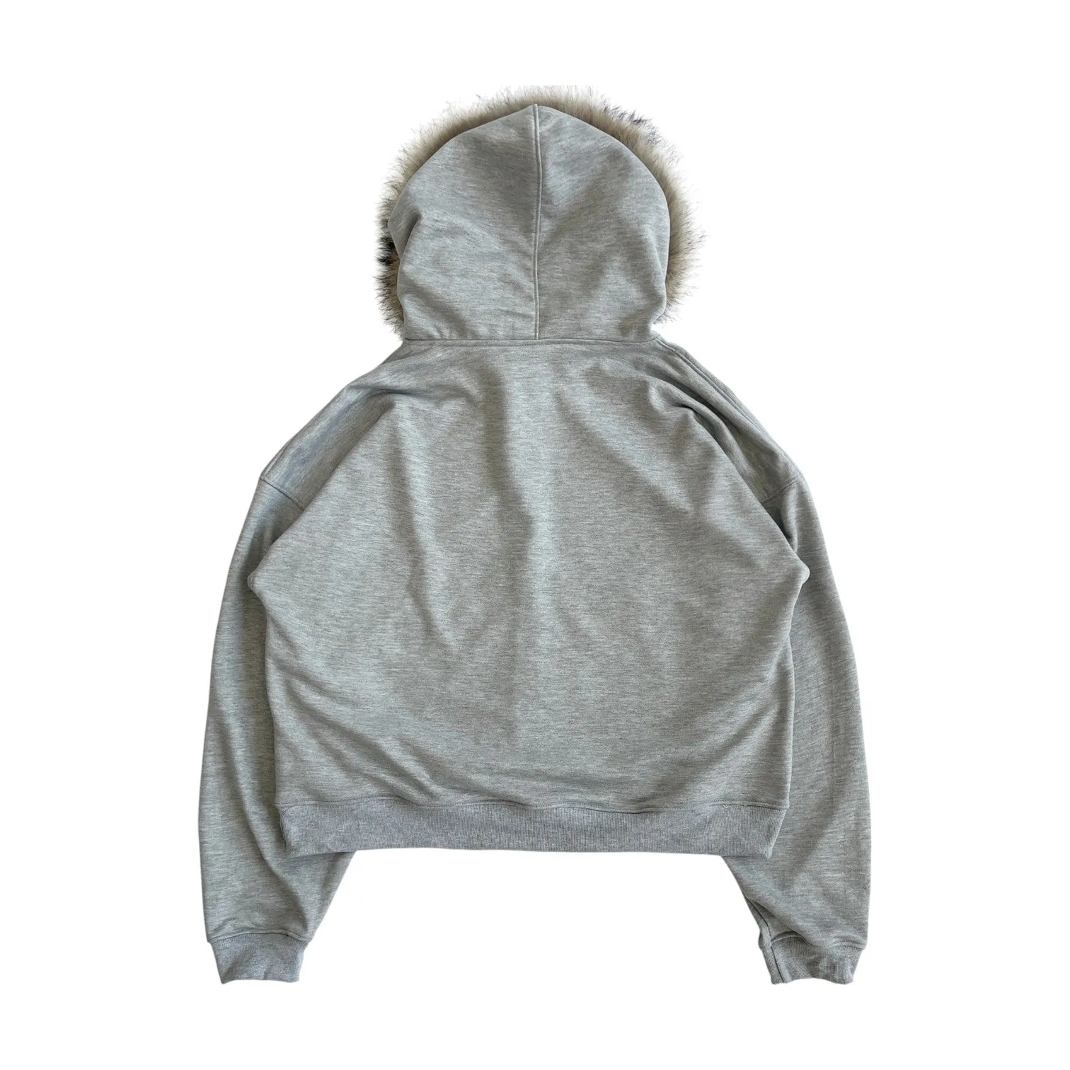FUR HOODIE, HEATHER GRAY/BROWN