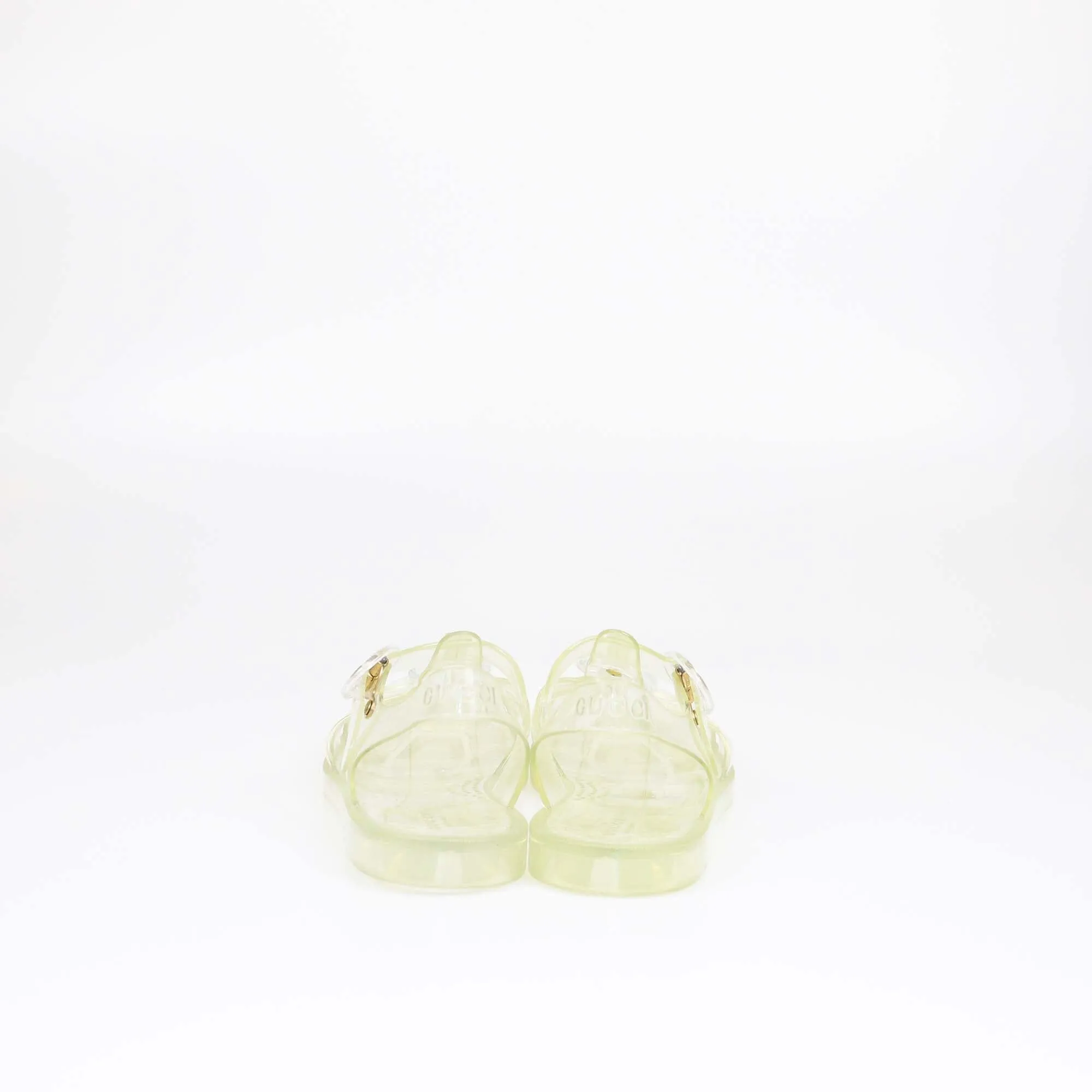 Gucci Green Clear Double G Jelly Fisherman Flat Sandals