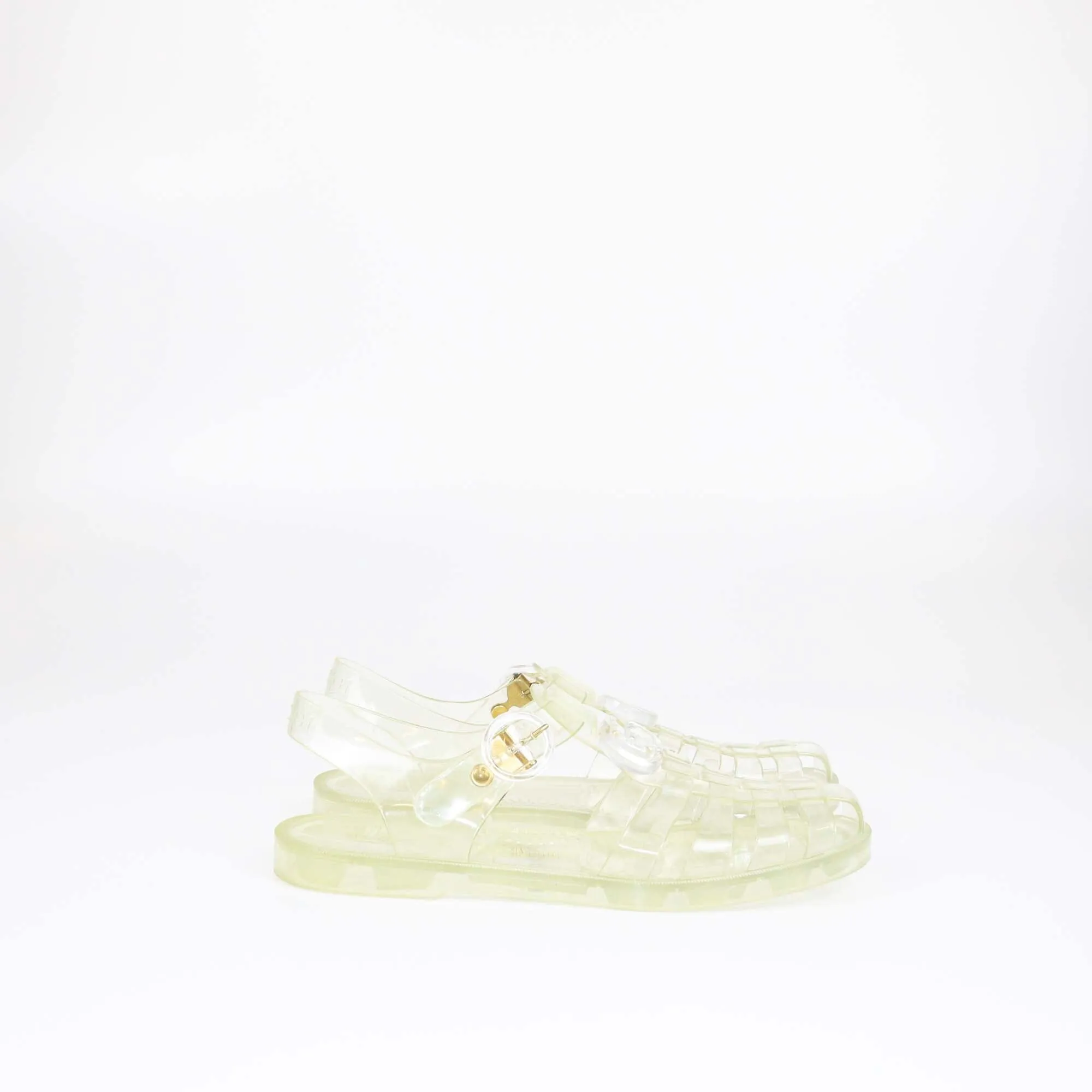 Gucci Green Clear Double G Jelly Fisherman Flat Sandals