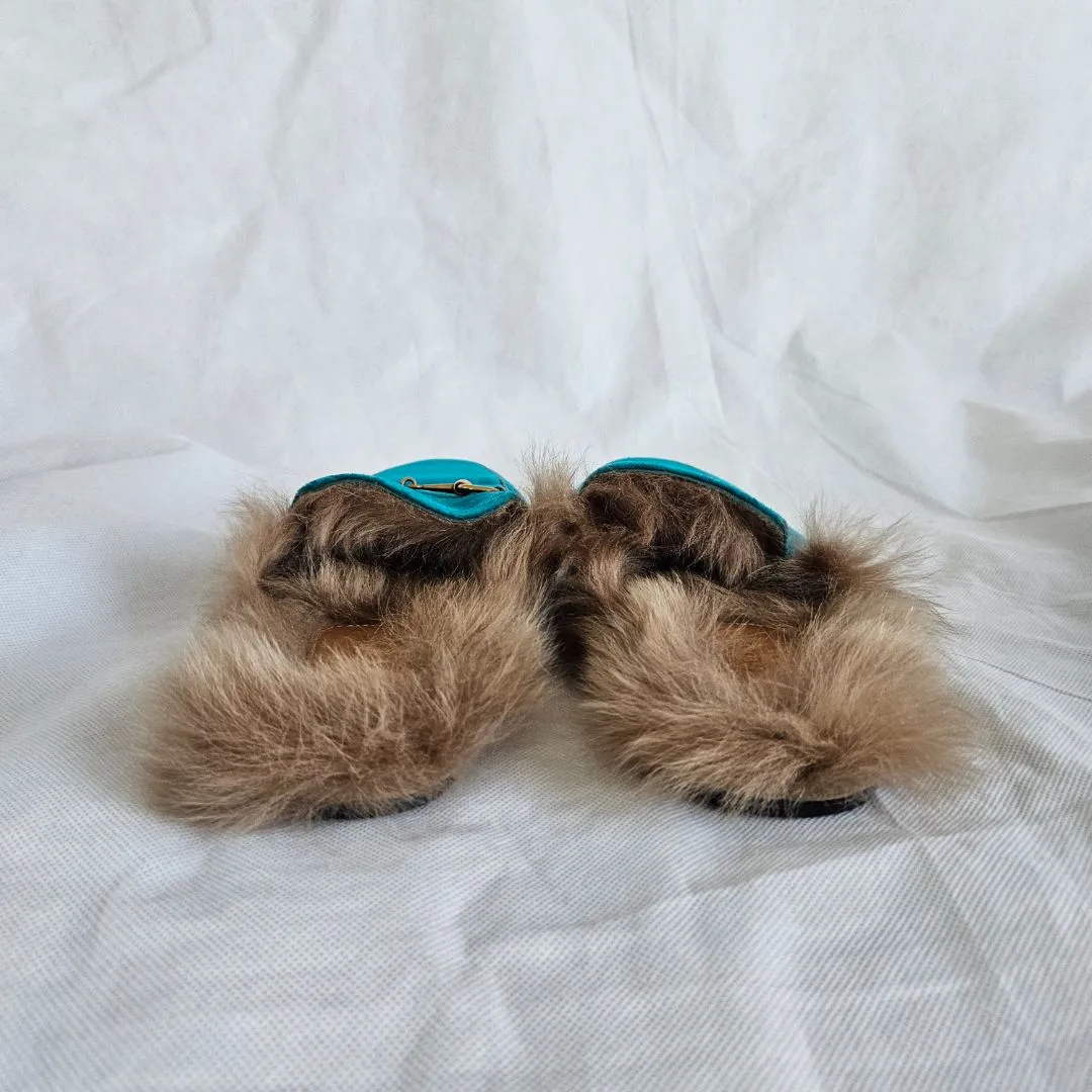 Gucci velvet fur lined princetowns, 39