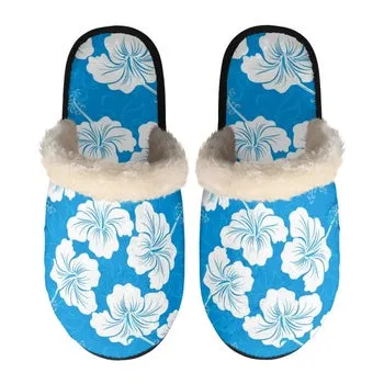 Hawaiian Flower Print on Demand Artwork Women's Fur Lined House Slippers