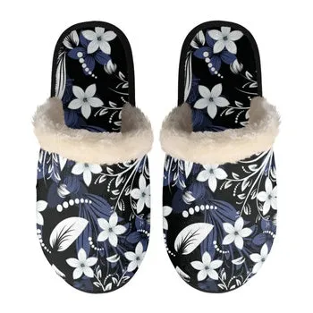 Hawaiian Flower Print on Demand Artwork Women's Fur Lined House Slippers