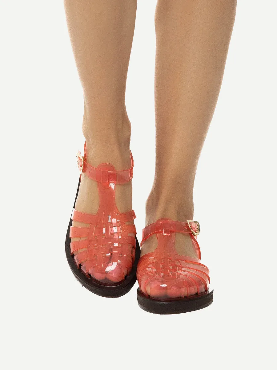 Homeria Jelly Sandal in Clear Red