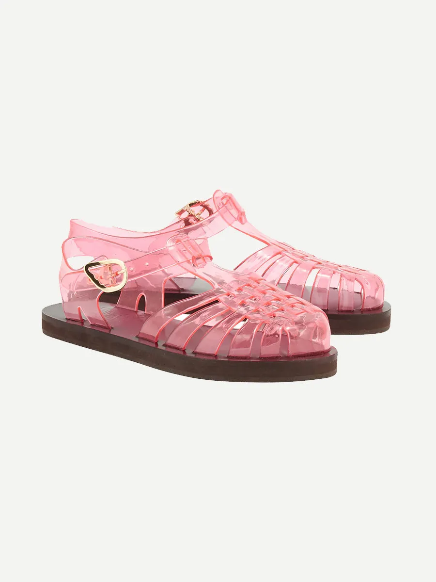 Homeria Jelly Sandal in Clear Red