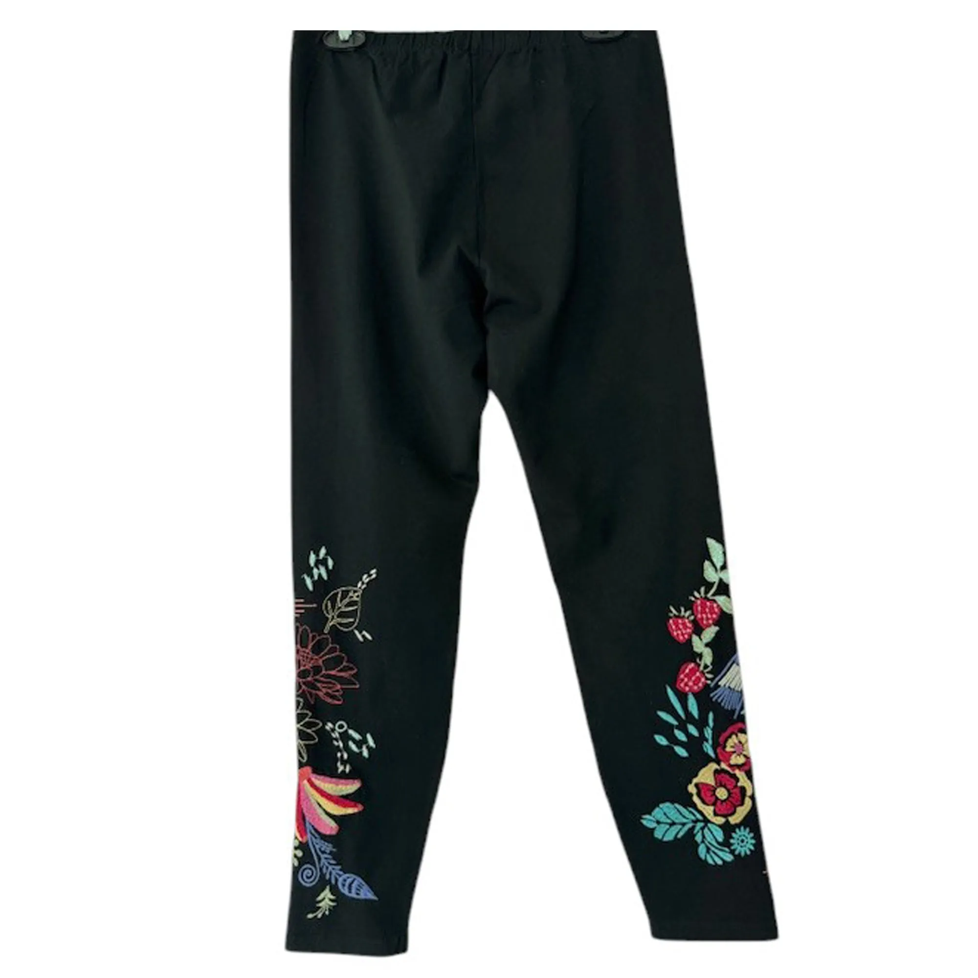 Johnny Was Cora Legging Cotton Floral Embroidery Leggings Pants Flower Black NEW
