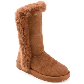 Journee Collection Womens Cleeo Faux Leather Faux Fur Lined Winter & Snow Boots