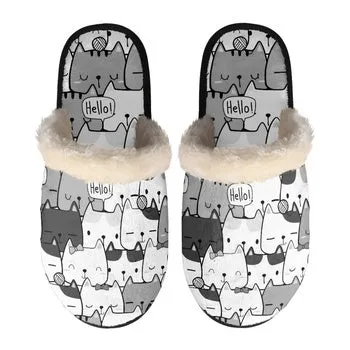 Kittens Print on Demand Artwork Women's Fur Lined House Slippers