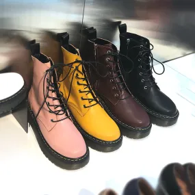 LUXE SEVEN DESIGN CHUNKY LACE UP ANKLE BOOTS