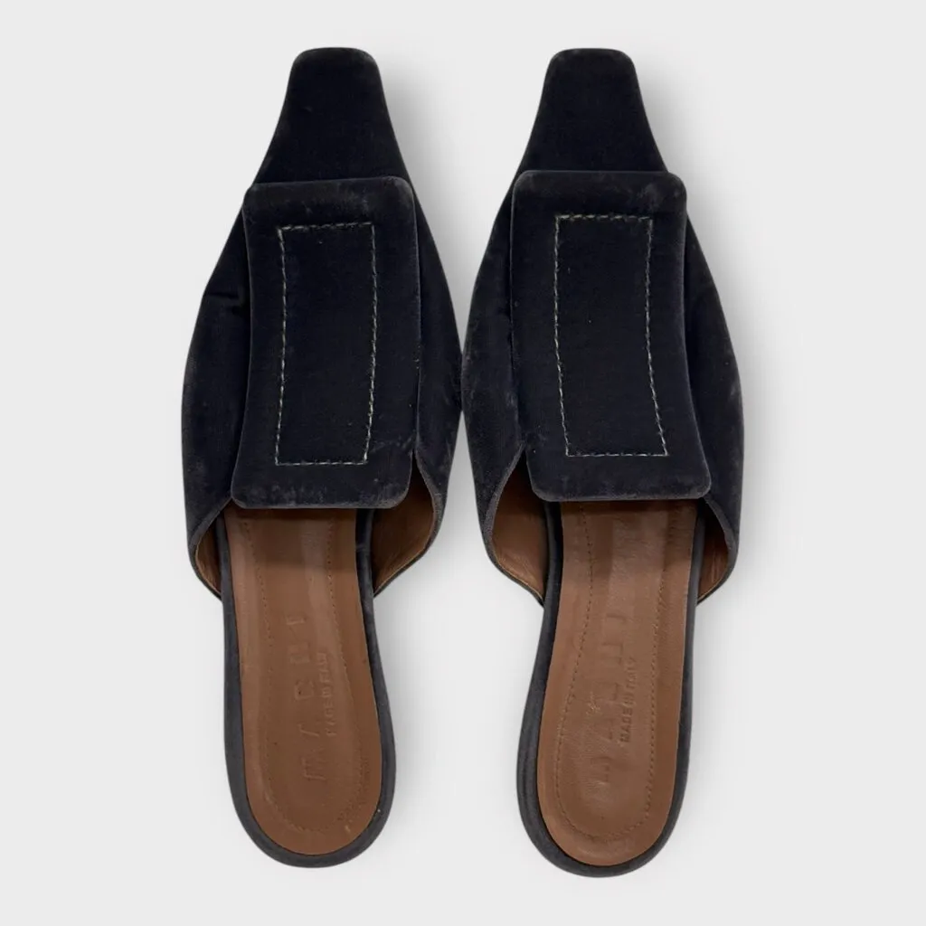 Marni Grey Velvet Point Toe Mule