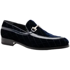 Mauri 3257-1 Patent/ Quilted Velvet W. Blue