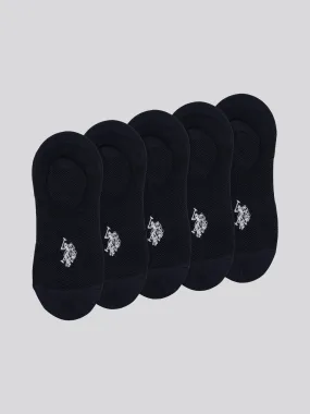 Mens 5 Pack Invisible Trainer Socks in Black