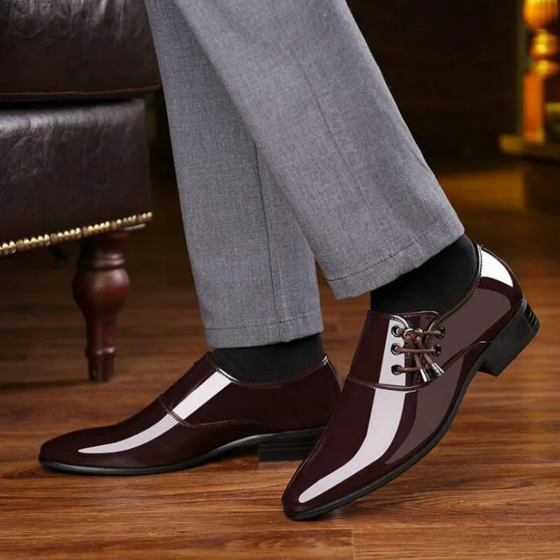 Men's Breathable Leather Shoes With Pointed Toe